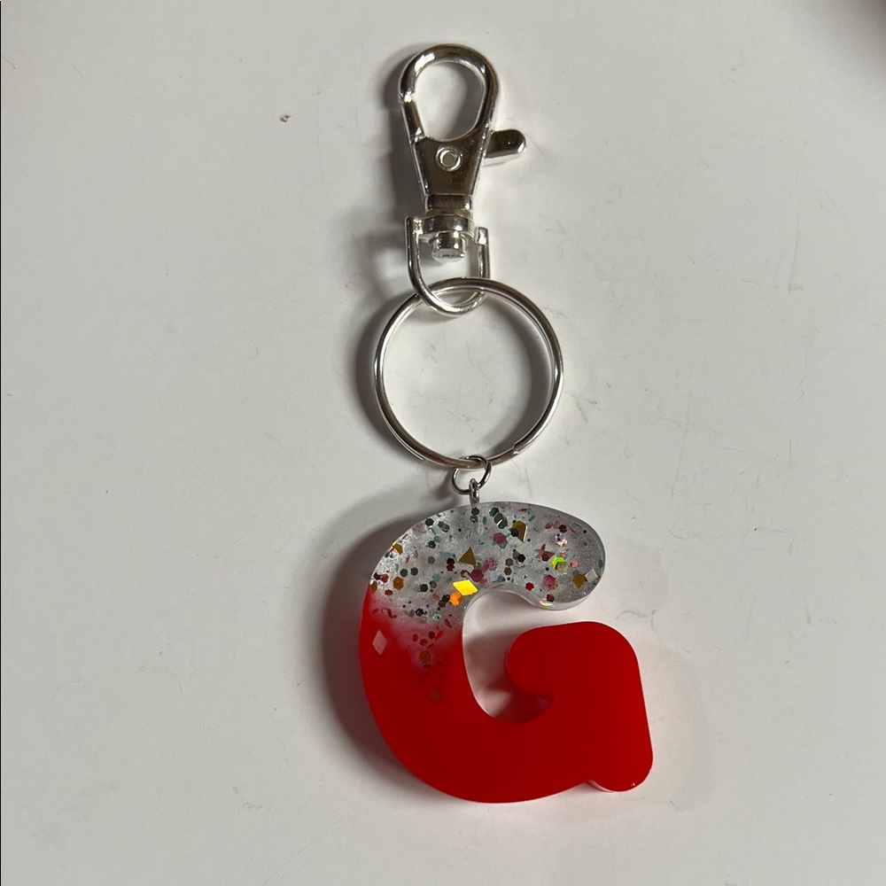 2 for $9 Handmade Blue and Silver Glitter Initial Keychain Epoxy Resin